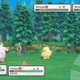 Pokemon trainers fight in a forest filled with pine trees an insects.